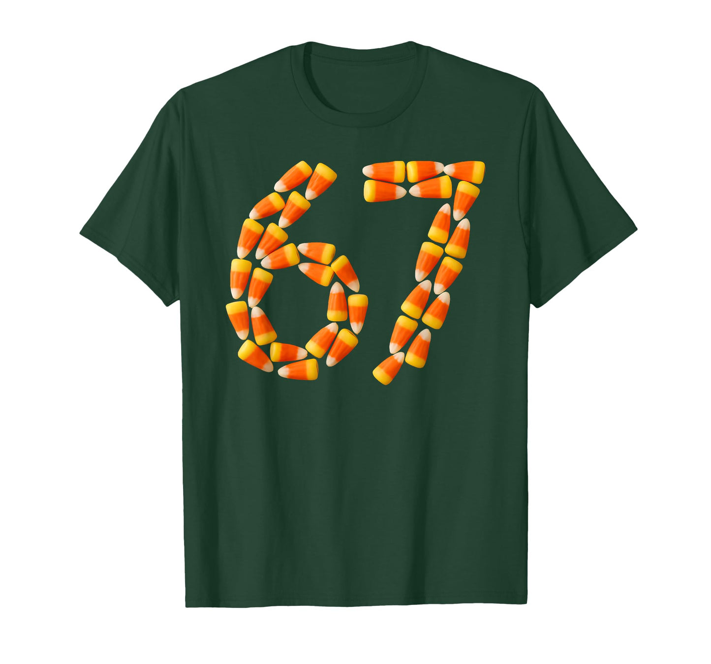 Six Seven Candy Corn Sweet Halloween Number 67 Design T-Shirt