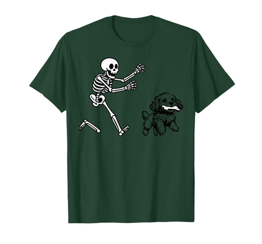Funny Cavapoo Running Skeleton Halloween T-Shirt