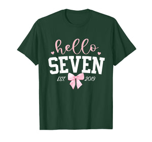 Hello Seven Est 2019 7th Birthday Girl Turning 7 T-Shirt