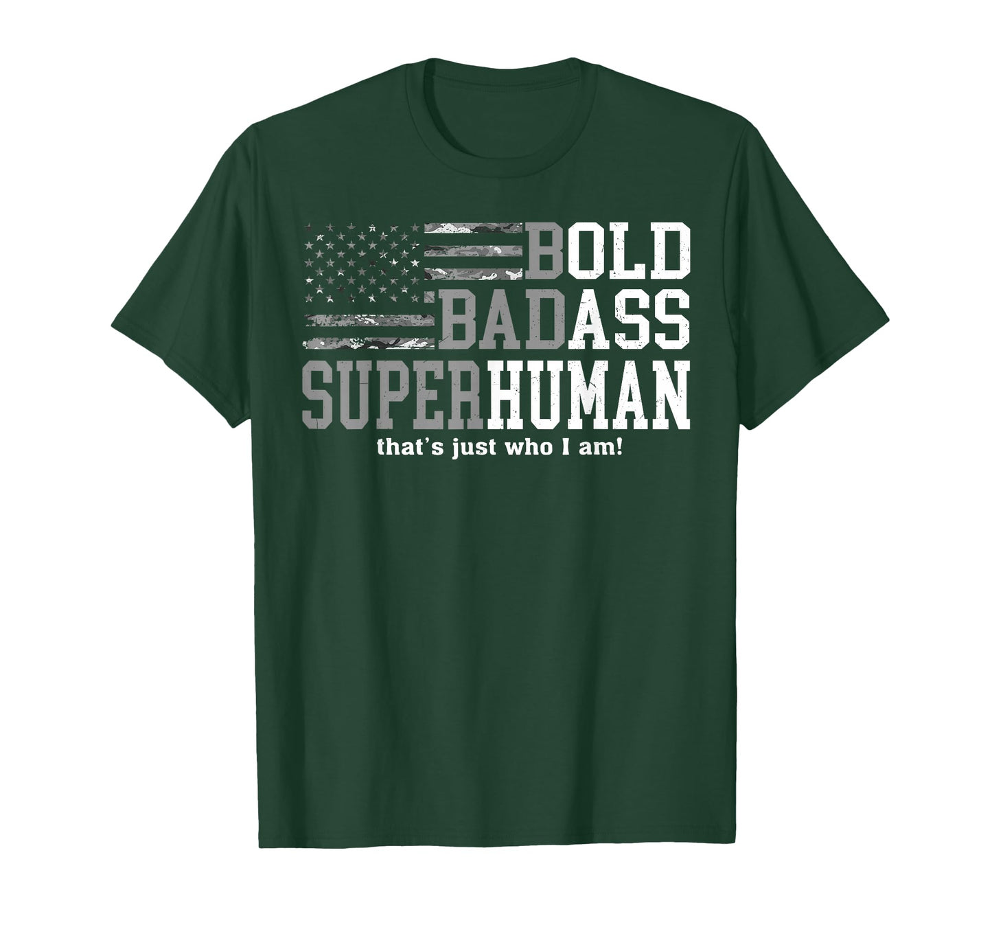 Vintage Bold Badass-Superhuman I Am Fathers Day USA Flag T-Shirt