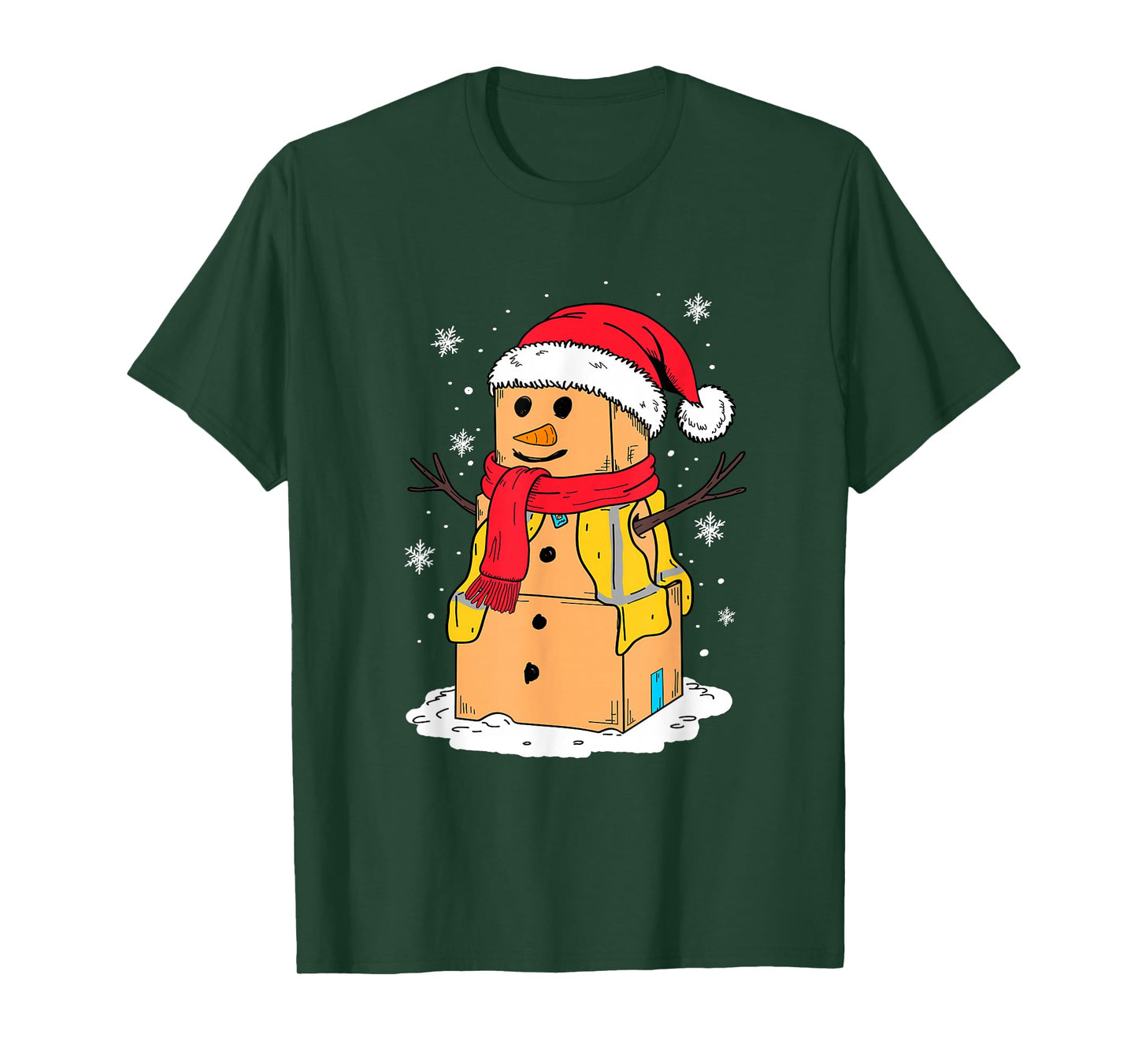Christmas Coworker Swagazon Associate Cardboard Box Snowman T-Shirt