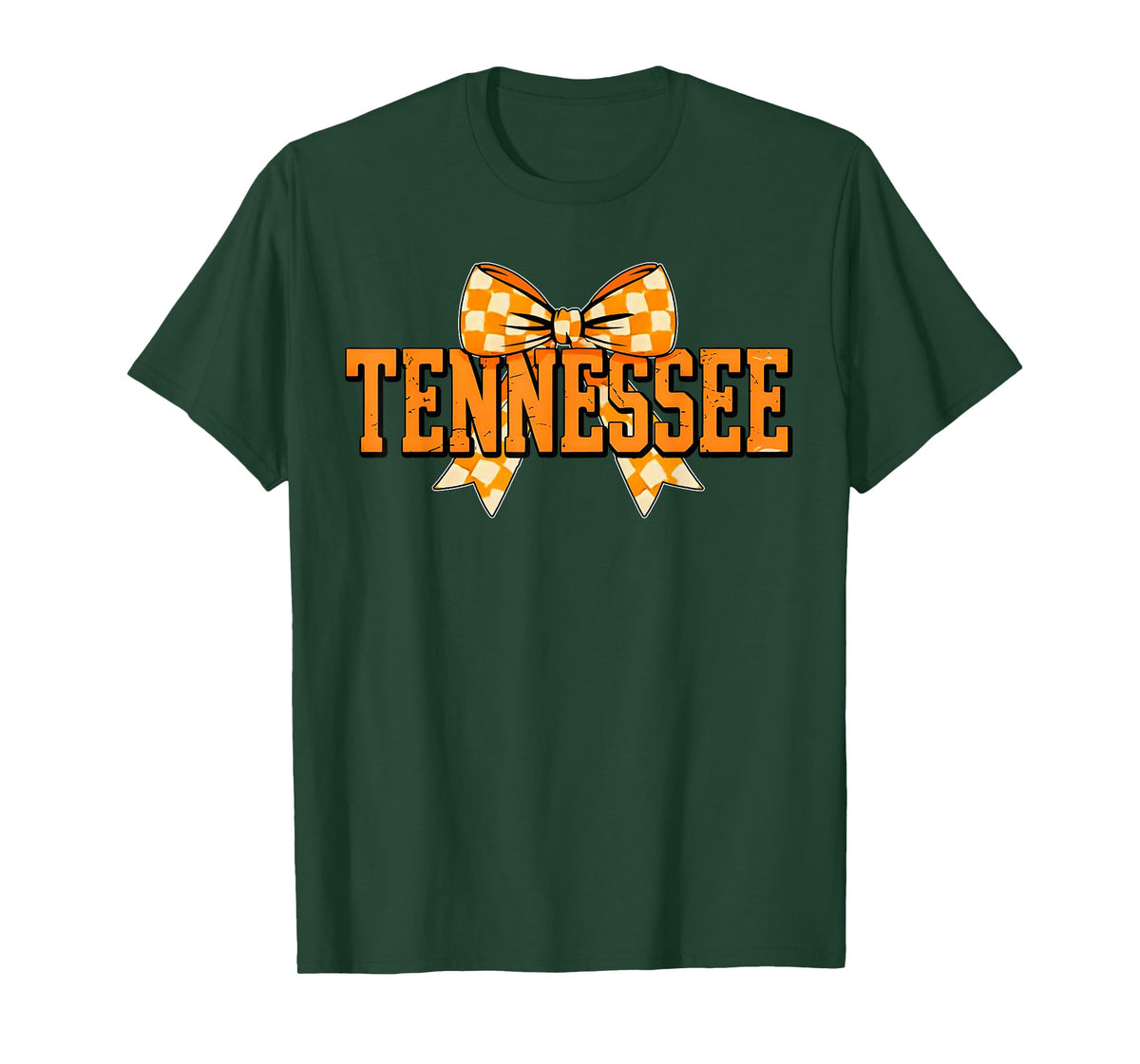 Vintage Tennessee Checkered Orange Coquette Bow Women Girls T-Shirt