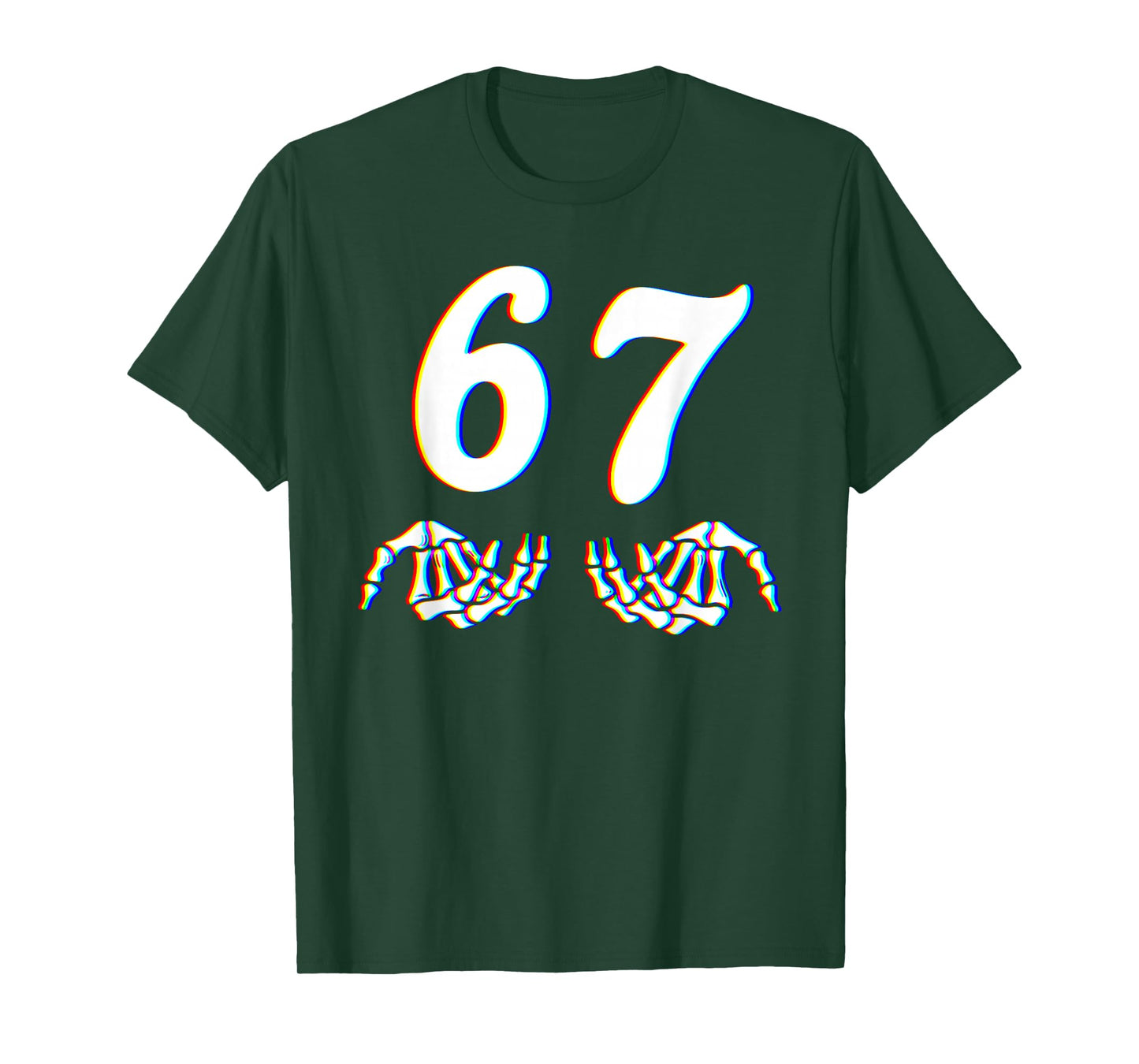 Funny Six Seven 6 7 Meme 67 Skeleton Hand Halloween Costume T-Shirt