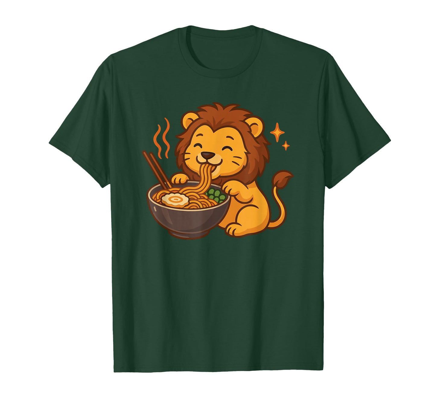 Lion with Noodles Ramen Kawaii Lion T-Shirt
