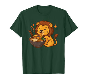 Lion with Noodles Ramen Kawaii Lion T-Shirt