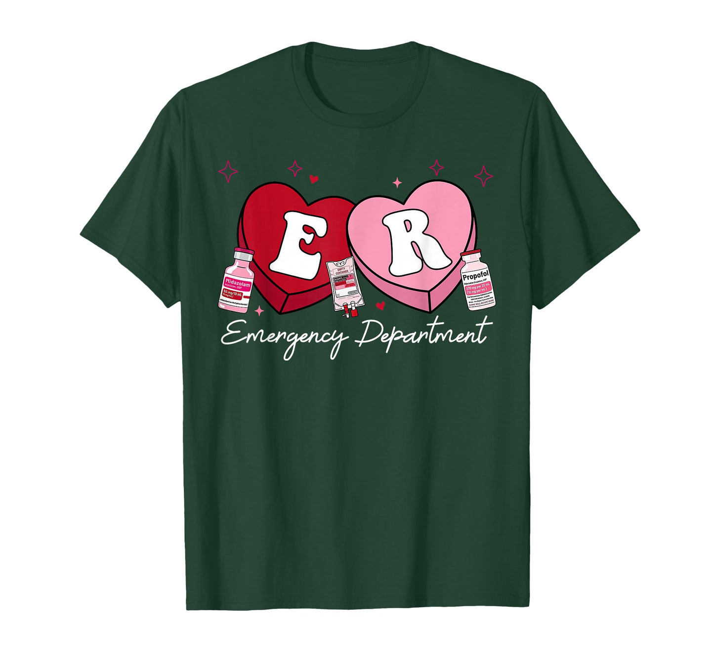 Emergency Department Candy Heart Valentine Day ER Nurse T-Shirt