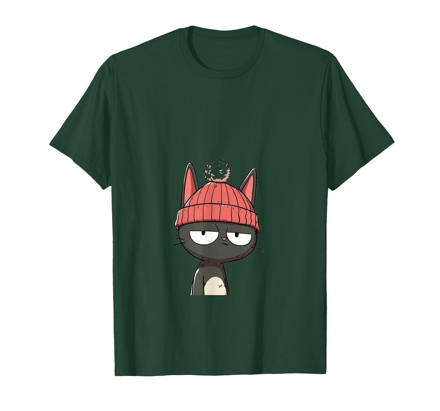 Beanie Cat with Ear Notch T-Shirt