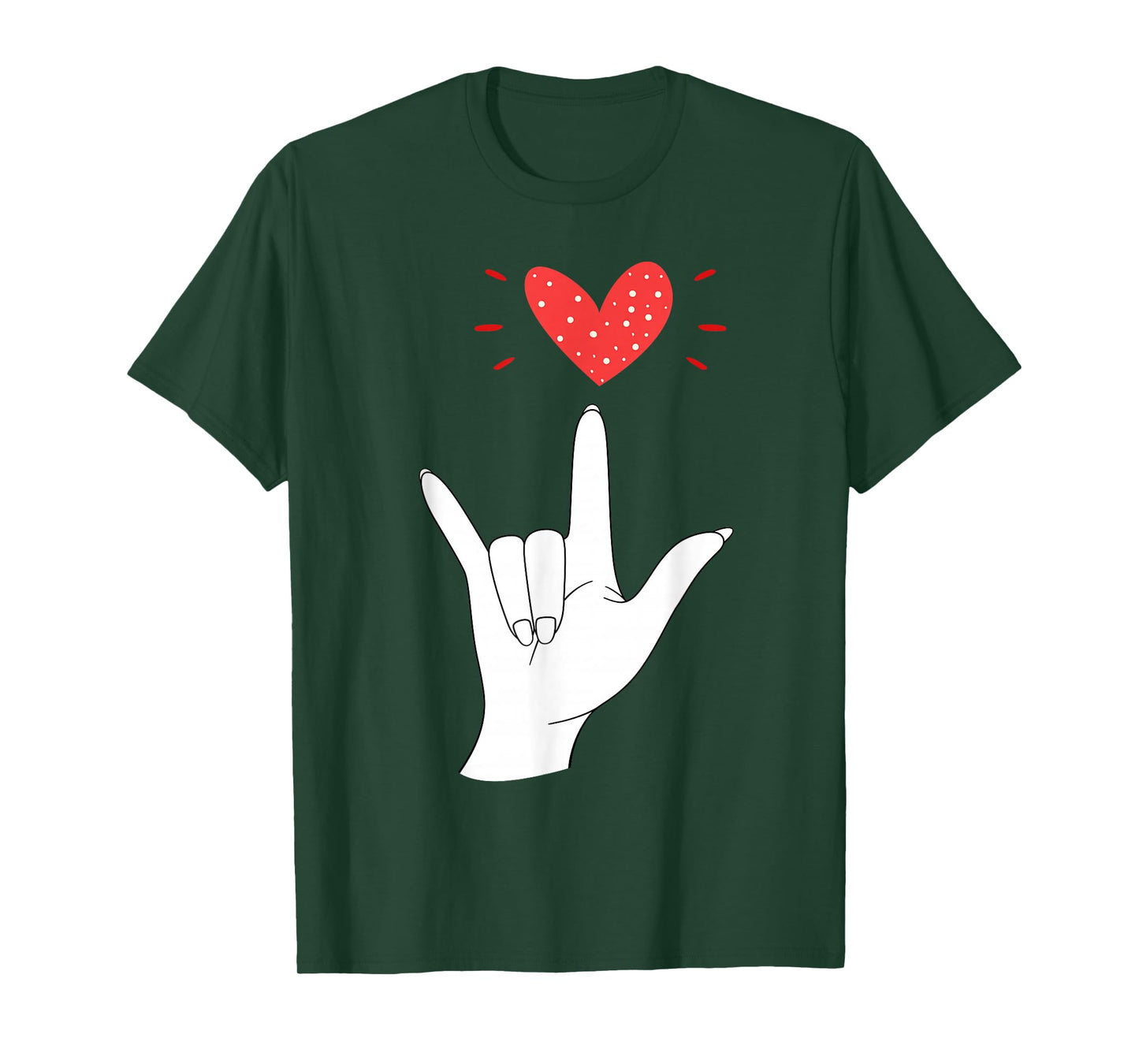 Valentines Day I Love You Hand Sign ASL Heart Women Men Kids T-Shirt