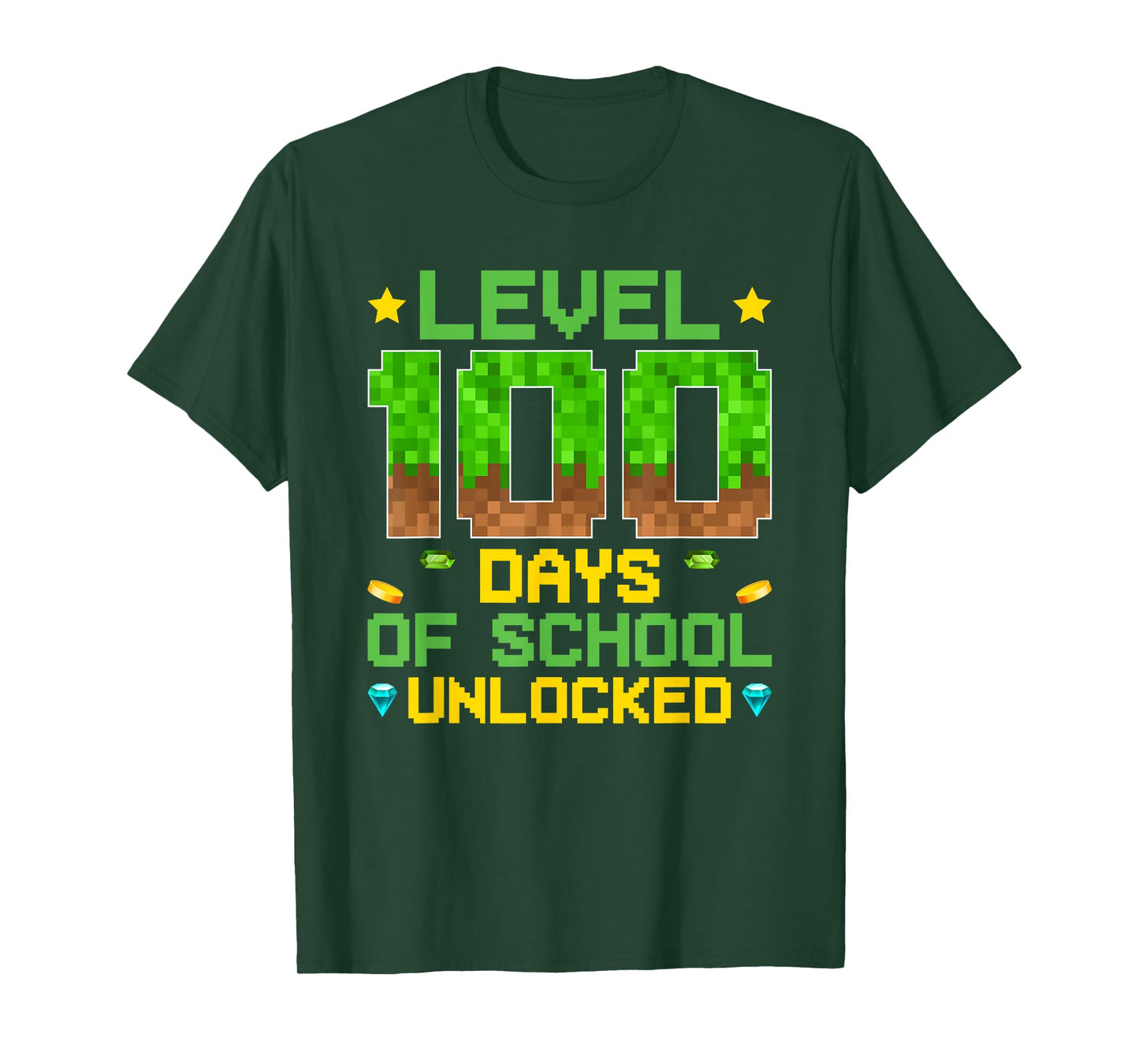 Level 100 Days of School Unlocked Pixel Video Games Boys T-Shirt