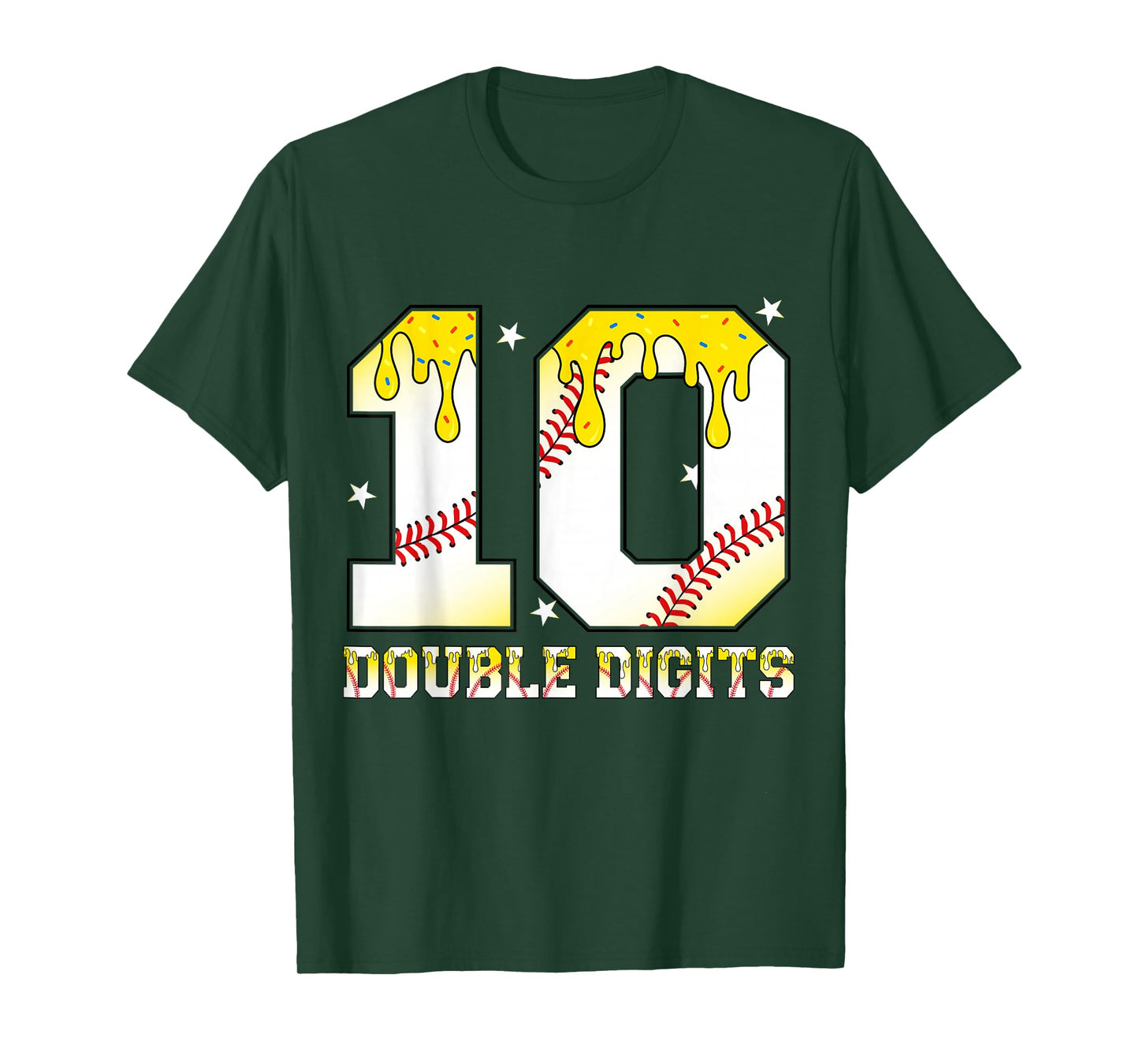 10th Birthday Baseball Drip Boy 10 Years Old Double Digits T-Shirt
