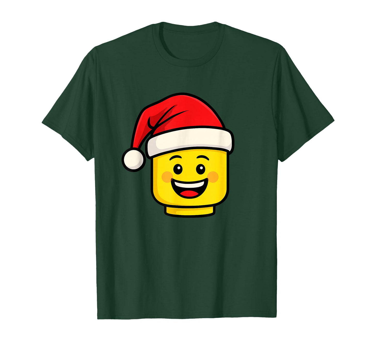 Christmas Building Bricks Head with Santa Hat Master Builder T-Shirt