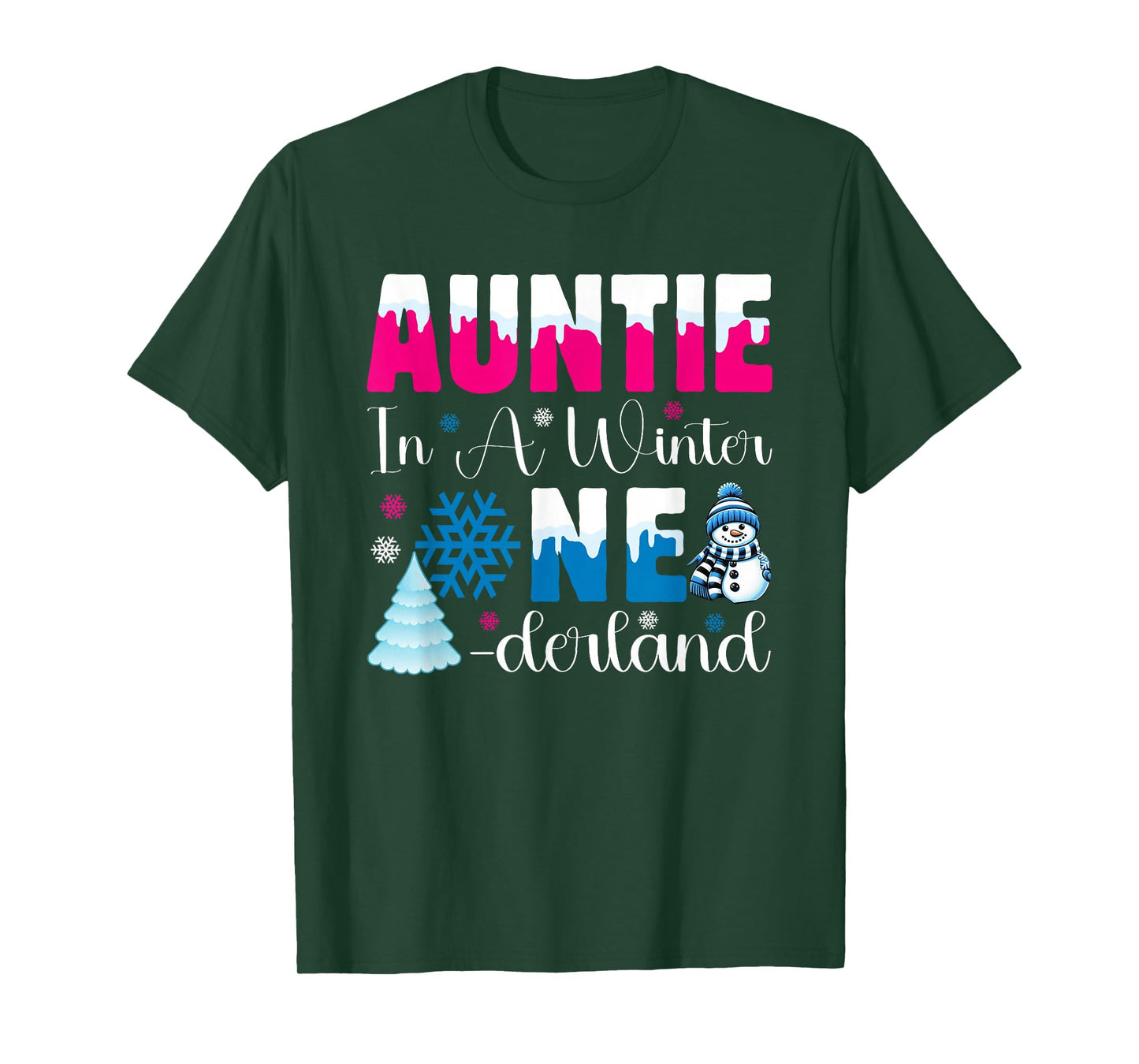 Auntie in A Winter Onederland Bday Girl Sweet Snowflake T-Shirt