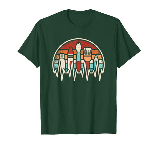 Funny Art Heartbeat Artist Retro Painting Men Women T-Shirt