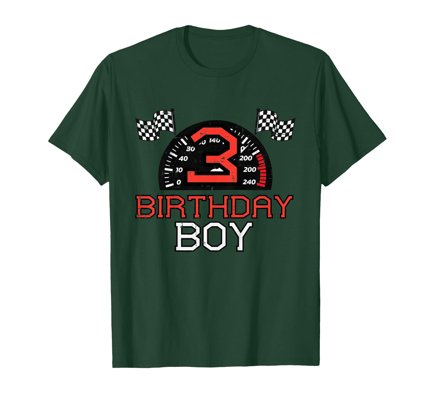 Kids 3 Birthday Boy Speedometer Race Flag 3rd Bday Boys Kids T-Shirt