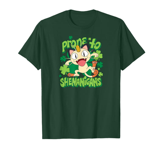 Pokémon - Meowth - Prone to Shenanigans - St Patrick's Day T-Shirt