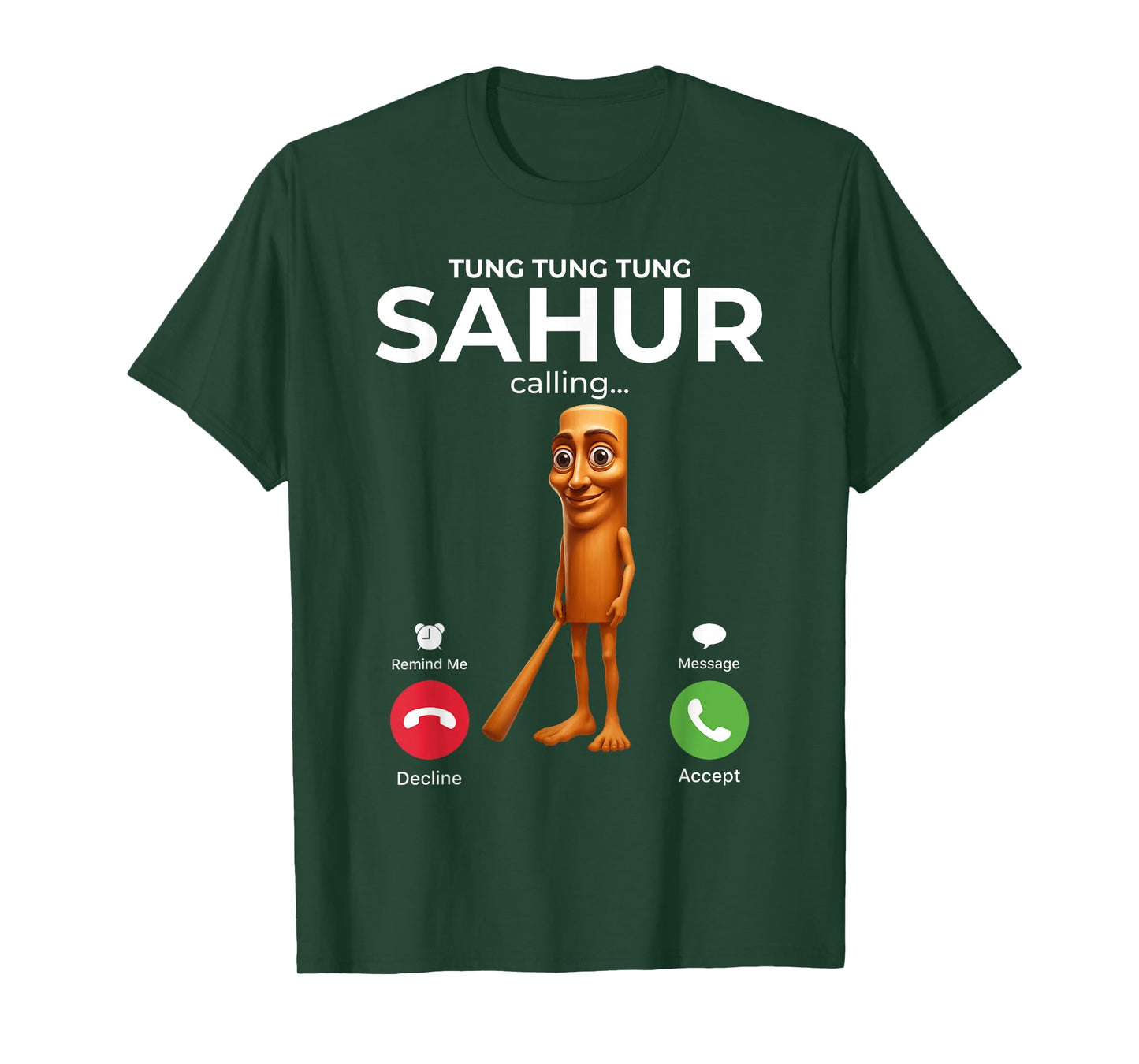 Tung Sahur Calling Funny Fishing Brainrot Joke Boys Kid Meme T-Shirt