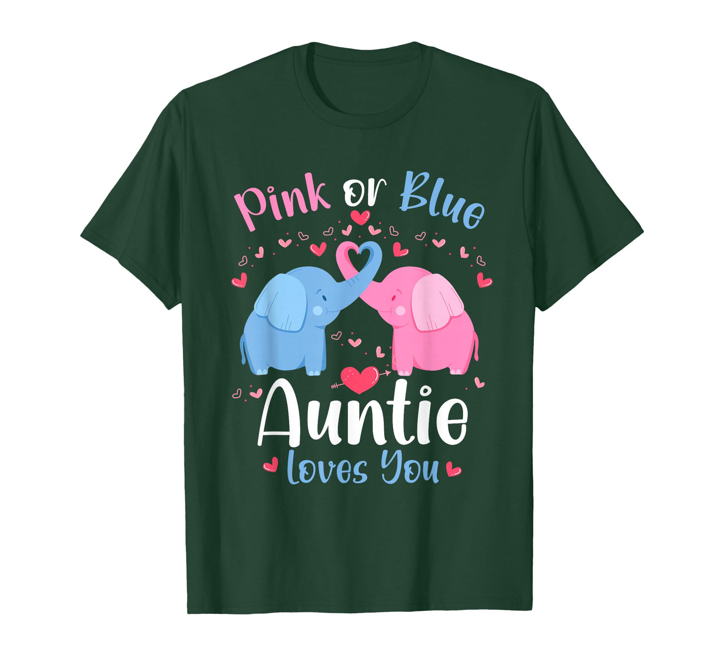 Pink or Blue Auntie Loves You Baby Gender Reveal Elephants T-Shirt