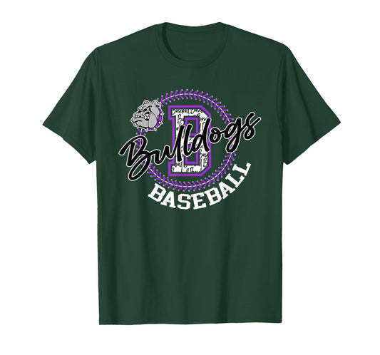 Bulldogs Baseball Game Day Purple Bulldog School Mascot T-Shirt