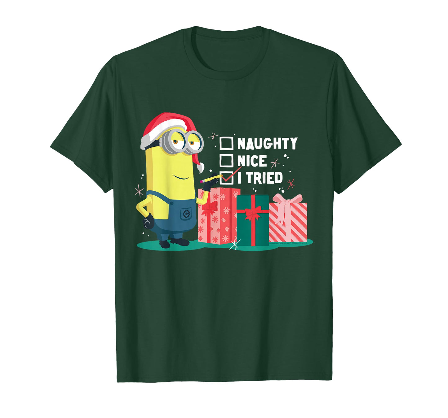 Naughty Nice I Tried Minion Christmas Humor T-Shirt