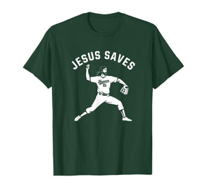 Christian Jesus Saves Baseball Pitcher - Heaven 01 Sports T-Shirt