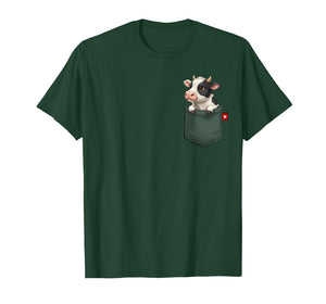 Cow in Pocket Peeking Cute Animal Cow T-Shirt