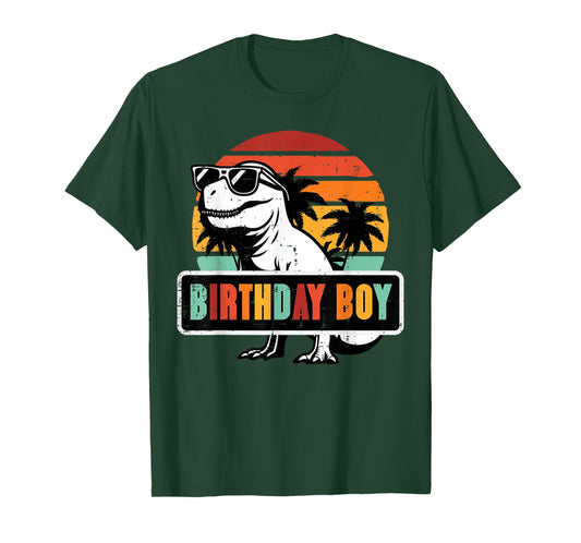 Birthday Boy Trex Retro Dinosaur Bday Party Toddler Boys Kid T-Shirt