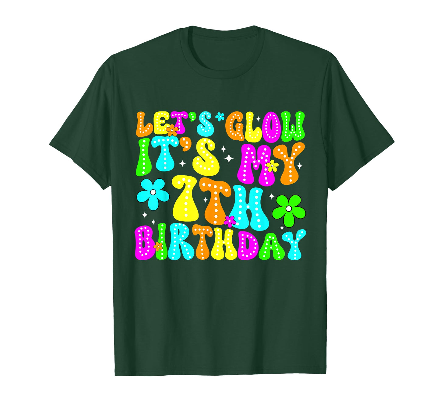 Lets Crazy It's My 7th Birthday Glowing 7 Year Old 80s Party T-Shirt