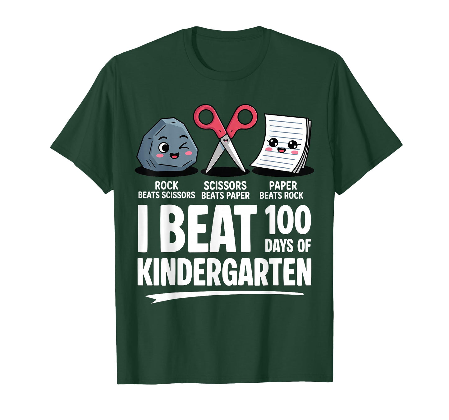 I Beat 100 Days of Kindergarten Rock Paper Scissors Kids T-Shirt