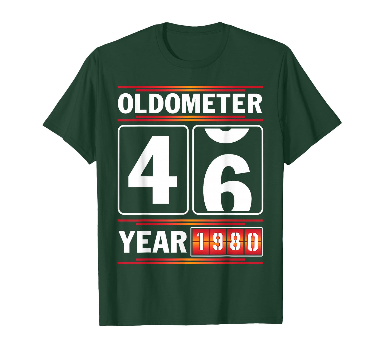 Oldometer Turning 46 Year Old Born in 1980 Vintage Birthday T-Shirt