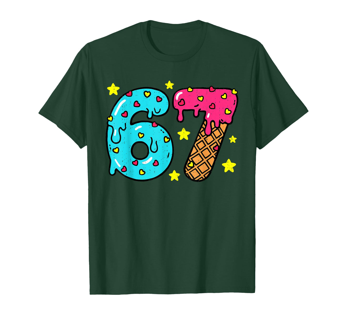 Funny Number Six Seven Ice Cream Drip Cool Meme 67 Sports T-Shirt