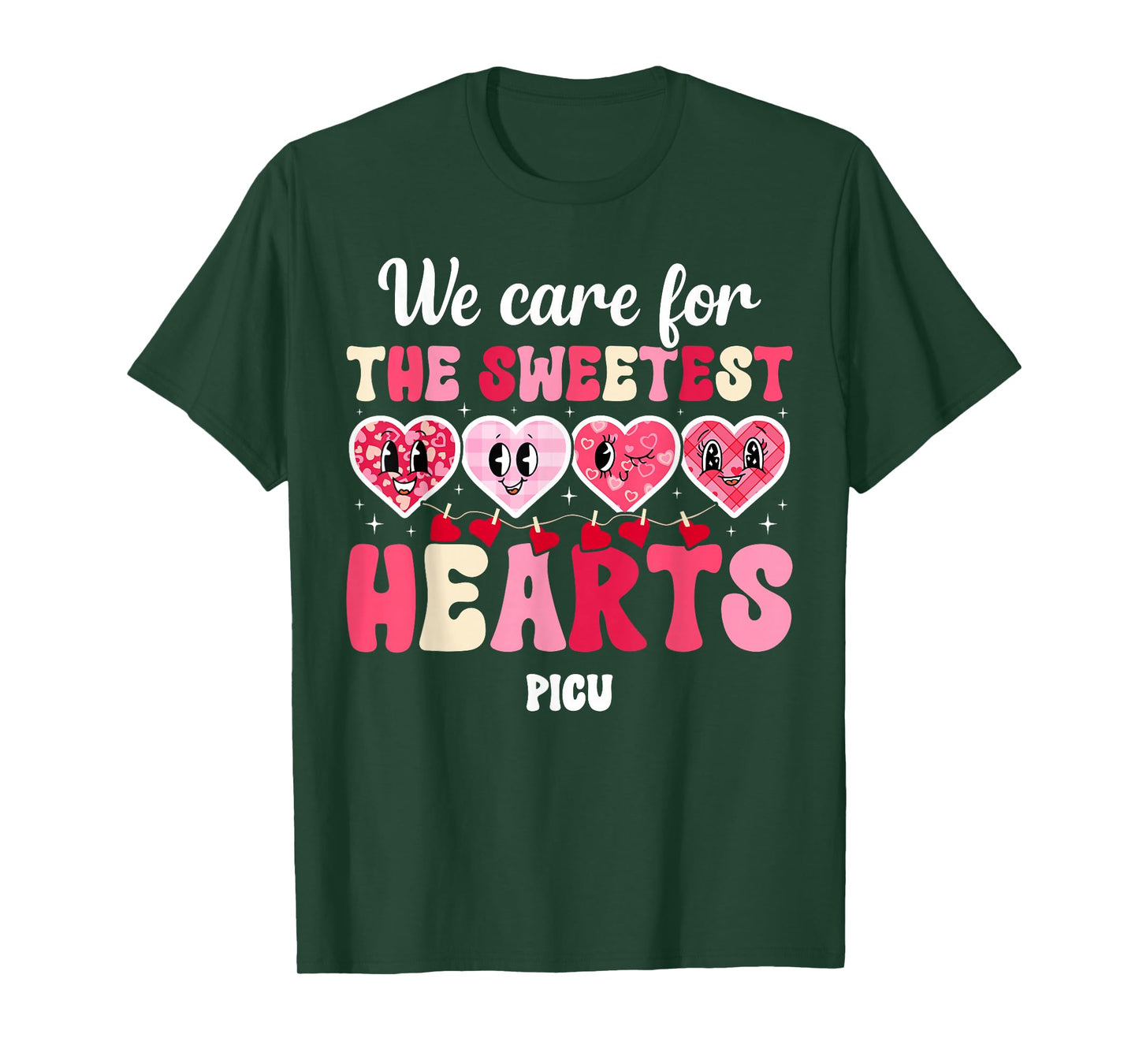 Groovy PICU Valentine PICU Nurse Valentines Day PICU Nursing T-Shirt