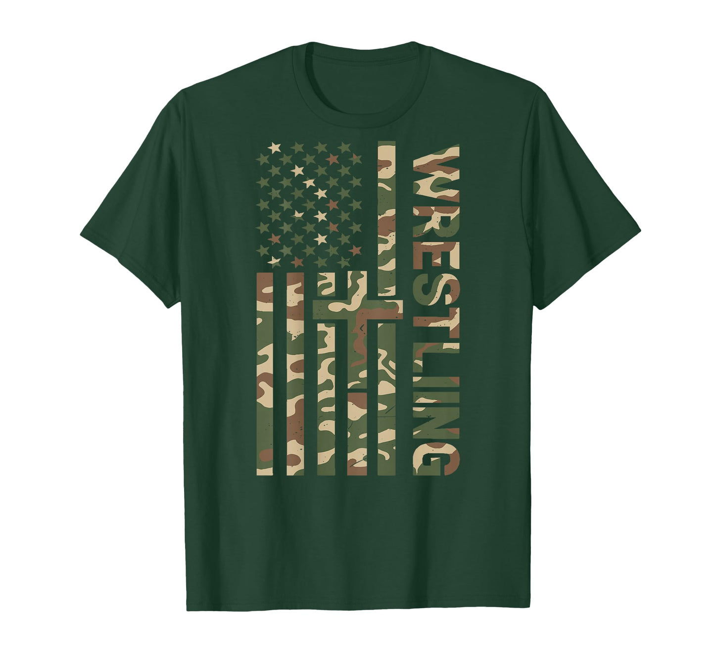 Youth Camo Wrestling American Flag US Patriotic Boy Wrestler T-Shirt