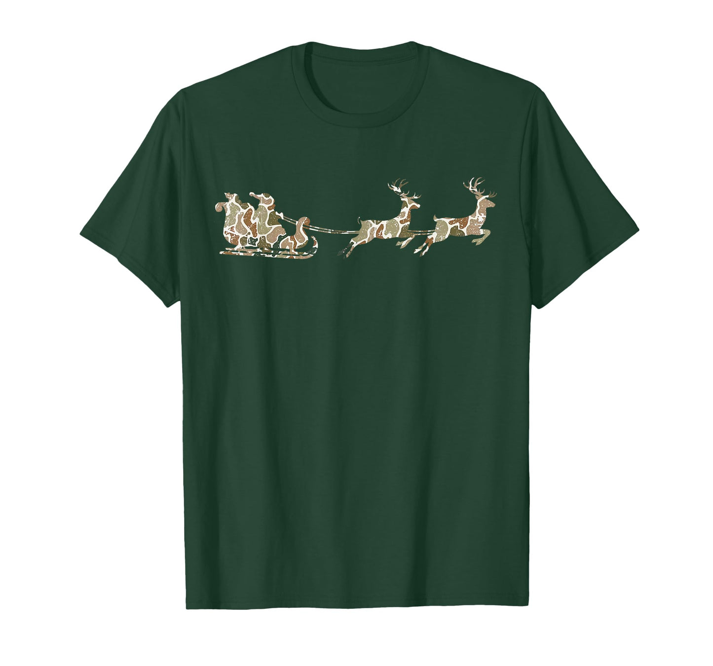 Old Camo Santa Sleighing Camouflage Hunting Christmas T-Shirt