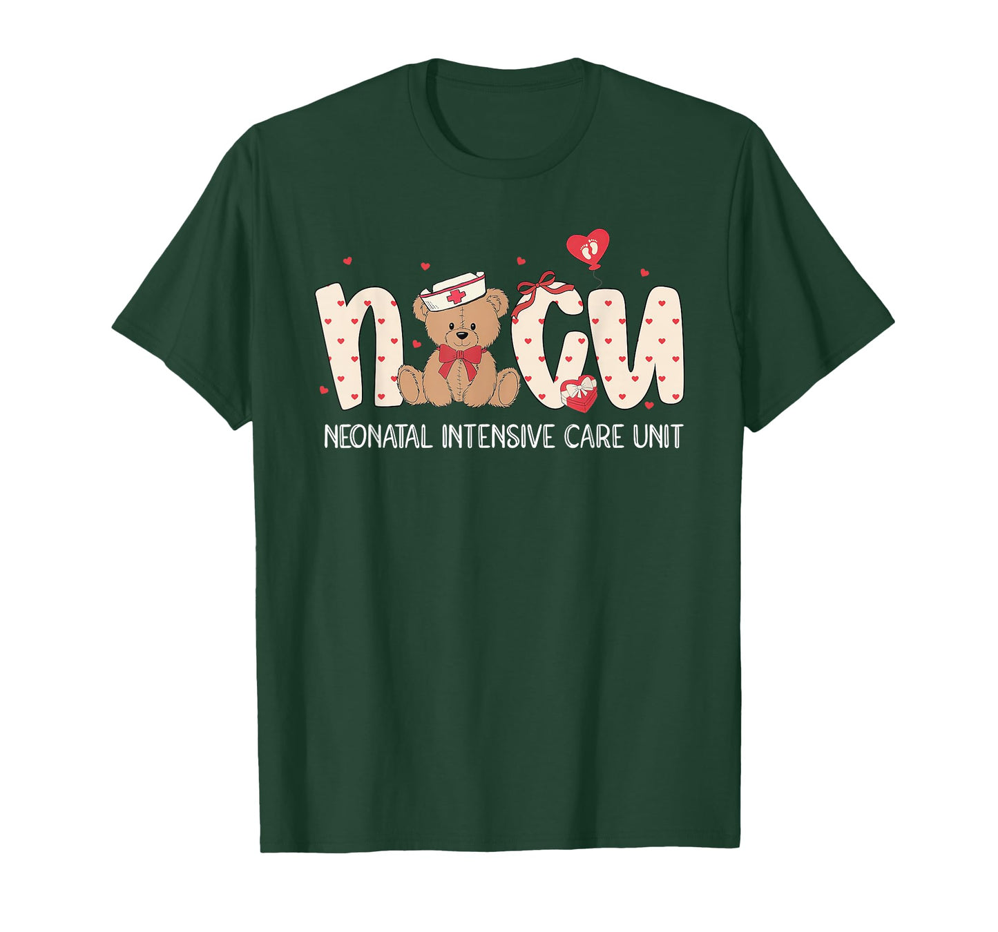 NICU Nurse Valentines Cute Bear Neonatal Intensive Care Unit T-Shirt