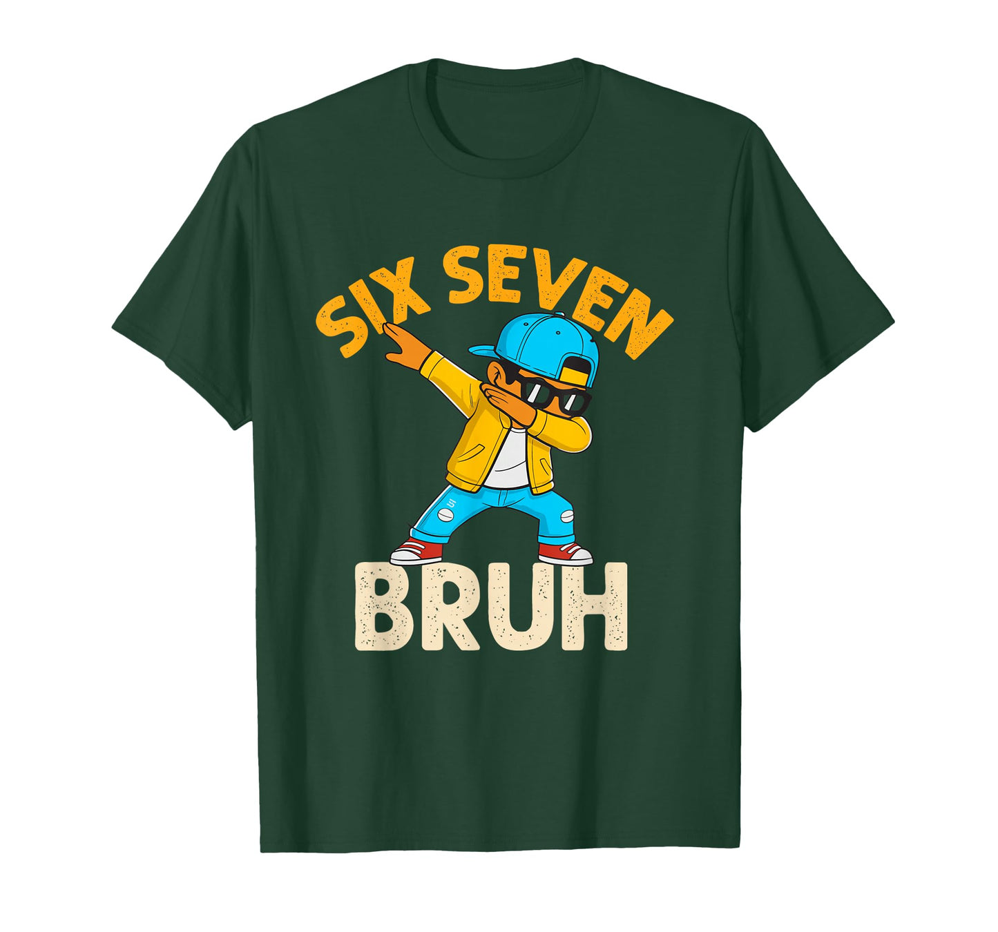 Dabbing Six Seven Bruh Kids 67 Meme 6 7 Numbers Funny Boys T-Shirt