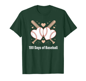 100 Days of School Baseball Love Valentine’s Day Men Women T-Shirt