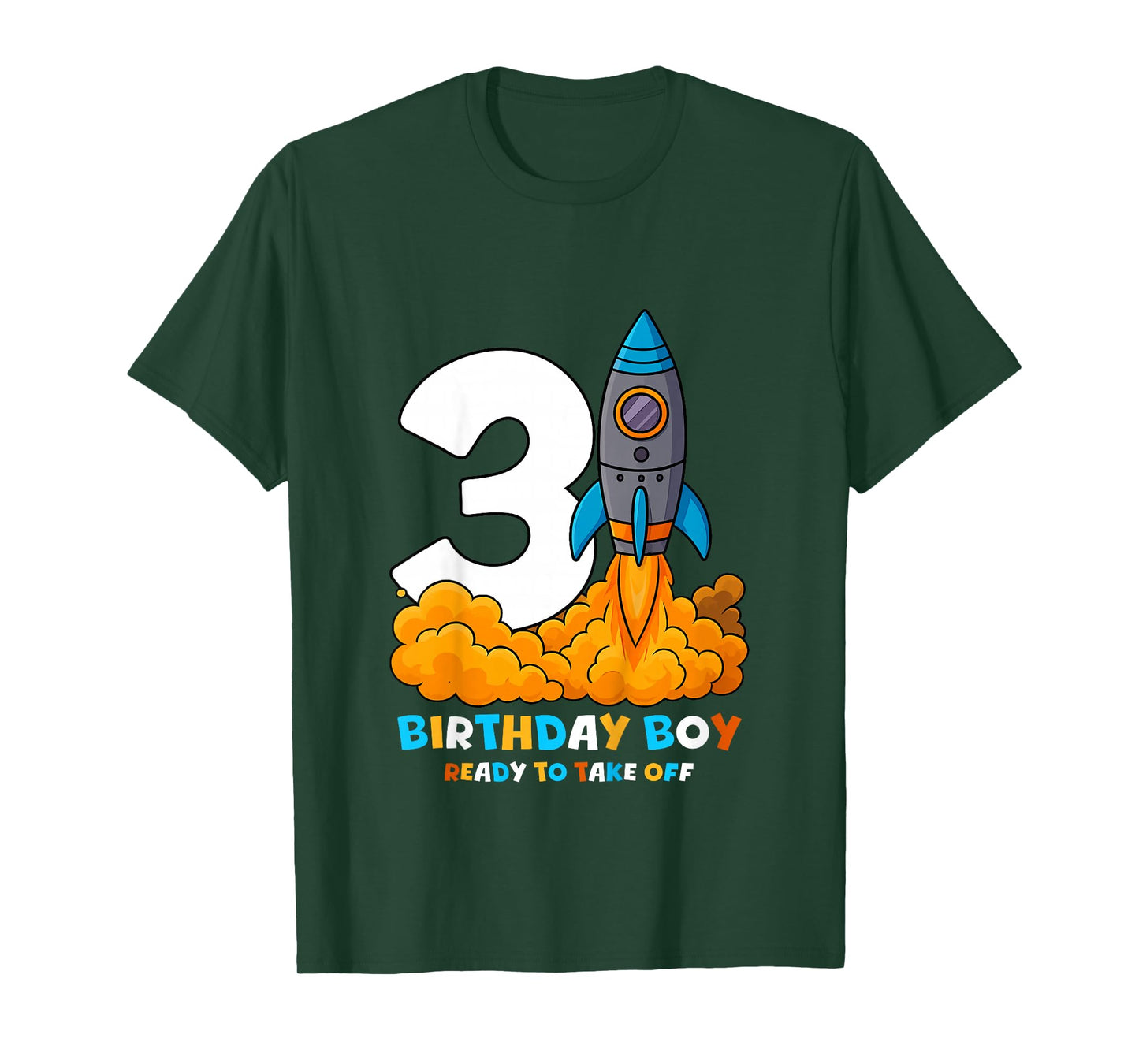 Kids Boys 3rd Birthday Rocket Ready to Take Off Three Years Old T-Shirt