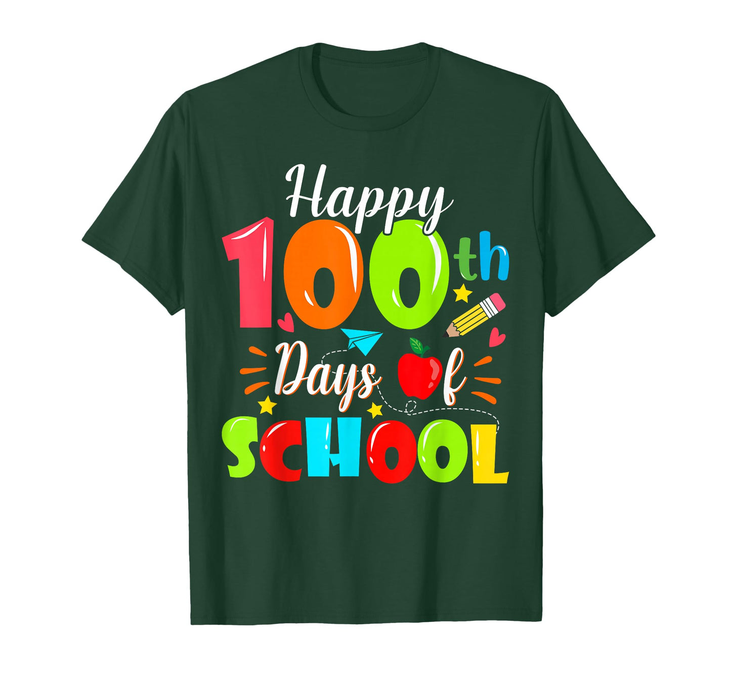 Happy 100th Day of School Funny Teachers Sudents Kids T-Shirt