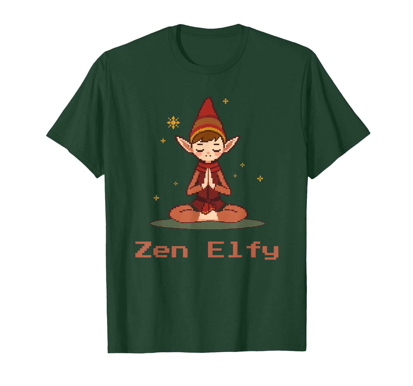 Cute Pixel Christmas Meditation Elf Design - Zen Elfy T-Shirt