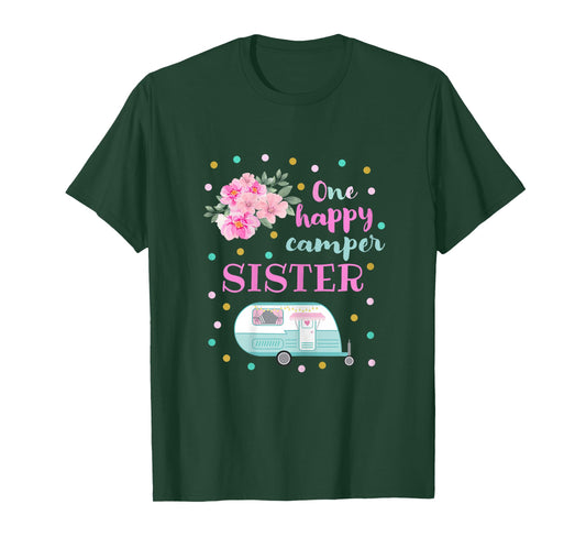 Cute Girls One Happy Camper First Birthday Sister Camping RV T-Shirt