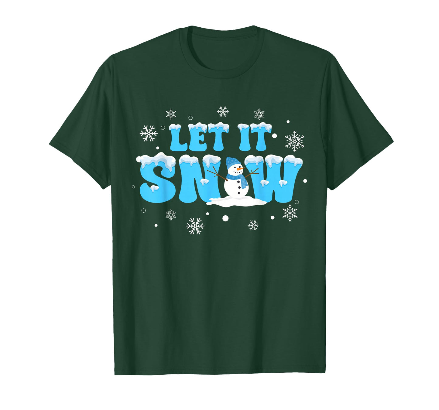 Let It Snow Cute Snowman Winter Christmas Kids Men Women T-Shirt