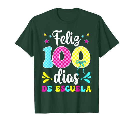 Feliz 100 dias de escuela Students Teachers 100th Days T-Shirt