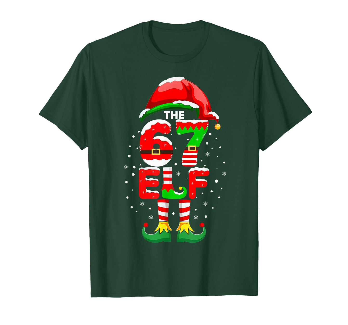 The 67 Elf Christmas Funny 6 7 Six Seven Meme Matching Xmas T-Shirt