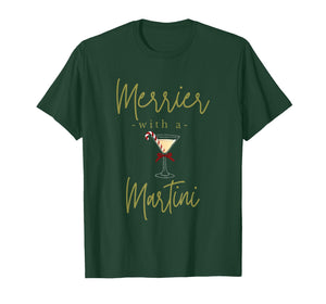 Merrier with A Martini Christmas Cocktail Men Women T-Shirt