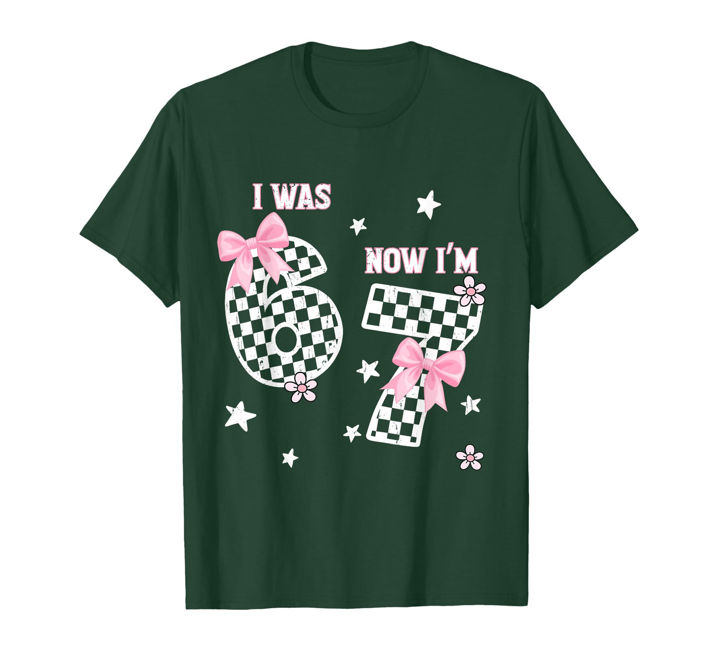 I was 6 Now I'm 7 Year Old Bday Coquette Bow 67 Birthday T-Shirt