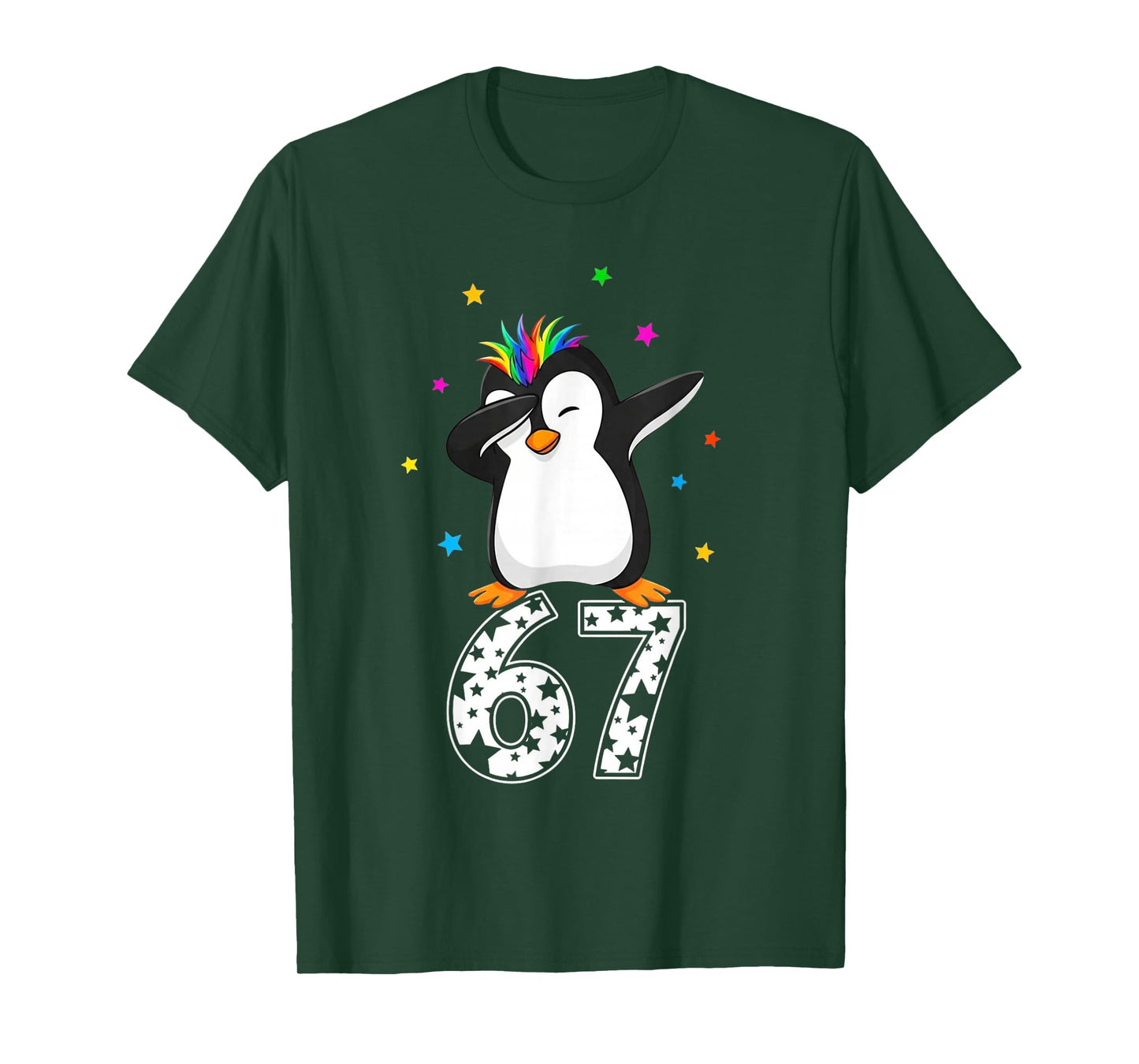 Dabbing Penguin 67 Funny Six Seven Gen Z Slang Meme Cute T-Shirt