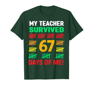 My Teacher Survived 67 Days of School Funny 6-7 67 Kids Boys T-Shirt