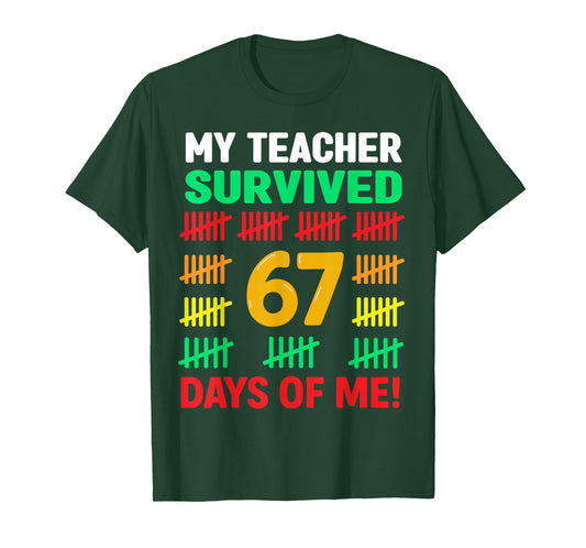 My Teacher Survived 67 Days of School Funny 6-7 67 Kids Boys T-Shirt