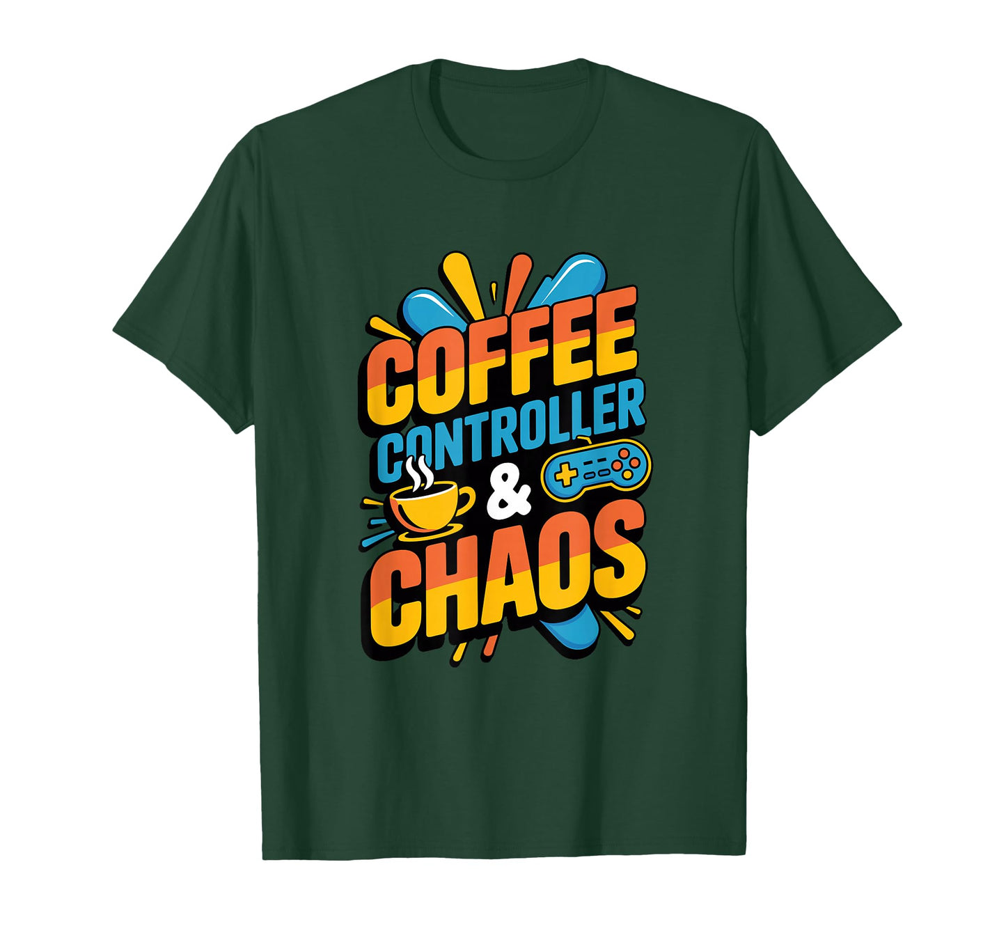 Coffee Controller and Chaos Gamer Parents Mom and Dad T-Shirt