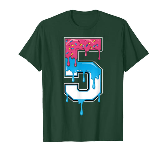 Number 5 Team Sports Ice Cream Drip Matching Varsity 5 T-Shirt
